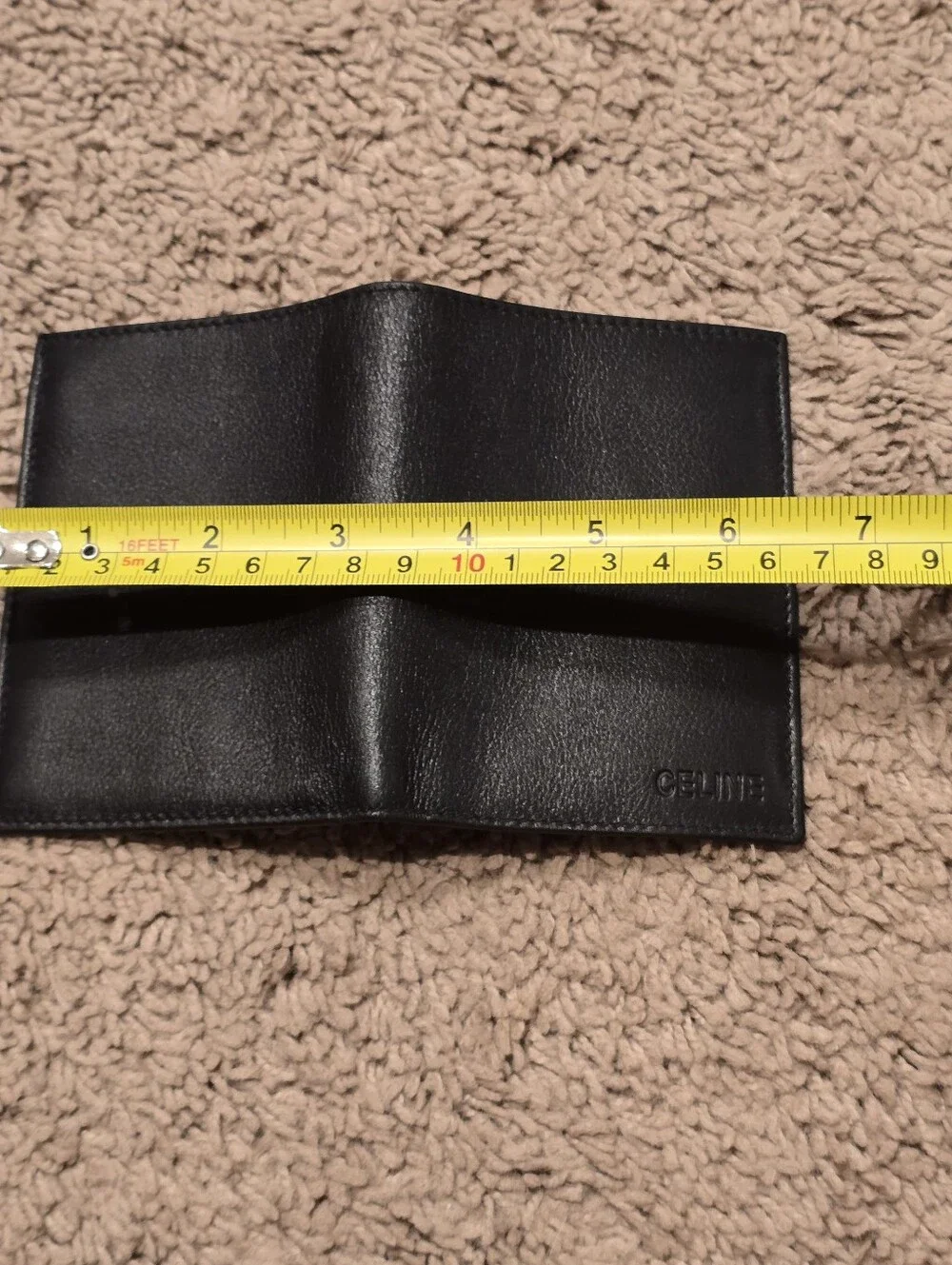 Vintage Celine Black Grained Leather Bi-Fold Wallet / Passcase M13